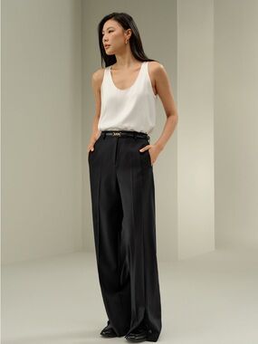 LILYSILK Wool Silk Blend Straight Pants